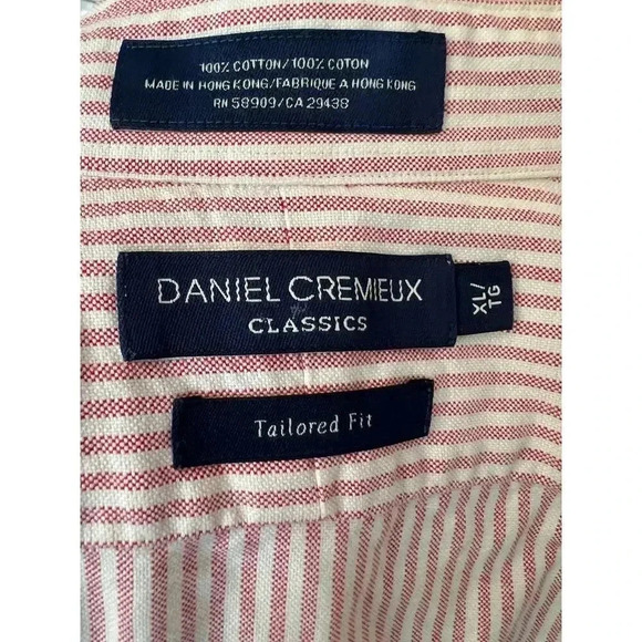 DANIEL CREMUEX CLASSICS 100% COTTON LONG SLEEV STRIPED BUTTON UP SIZE XL - Picture 6 of 7